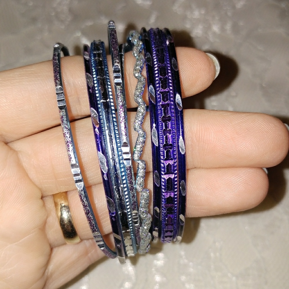 Purple and Blue Bangle Bracelet Set